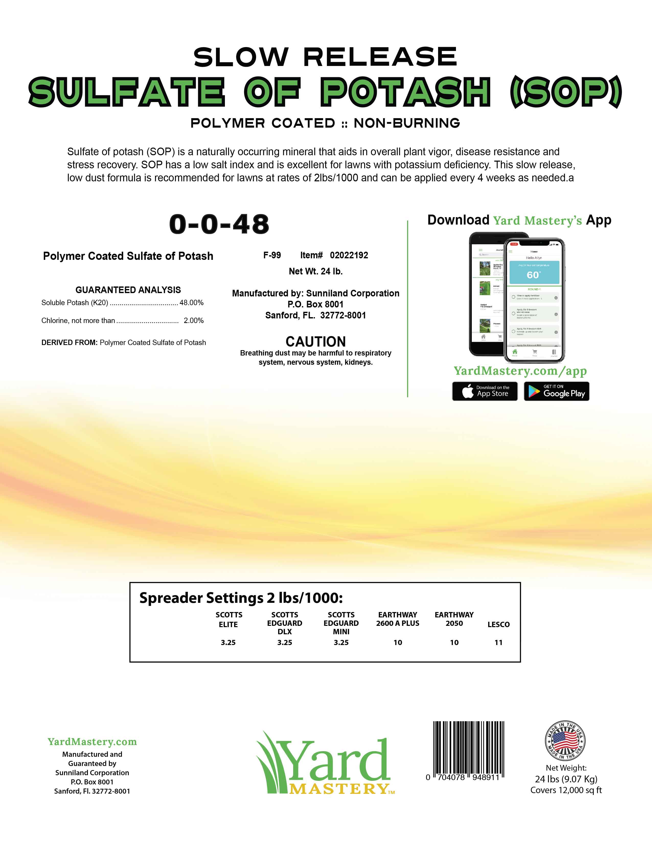 0-0-48 SOP Sulfate of Potash - Granular Lawn Fertilizer