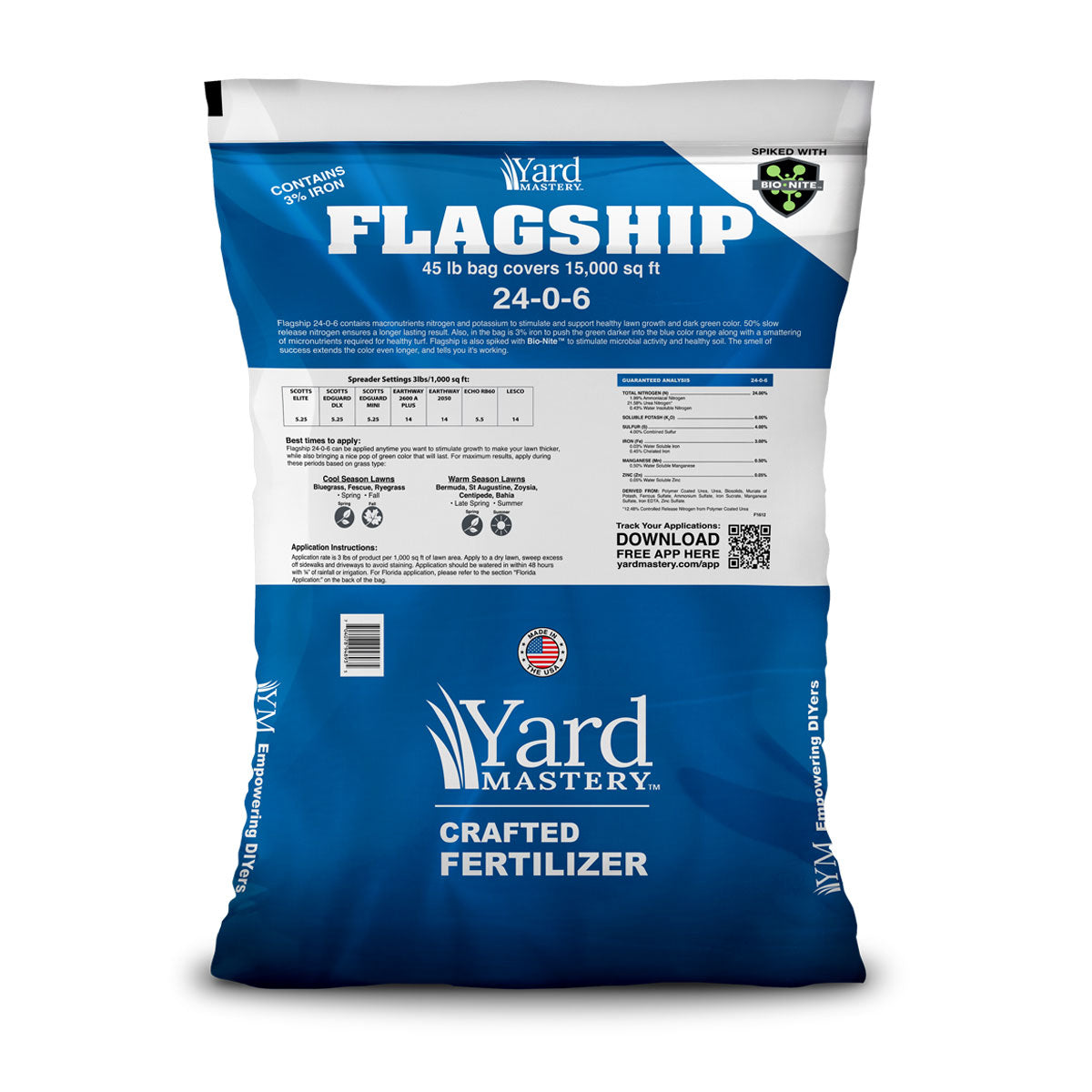 24-0-6 Flagship Fertilizer 3% Iron - Bio-Nite - Granular Lawn Fertilizer