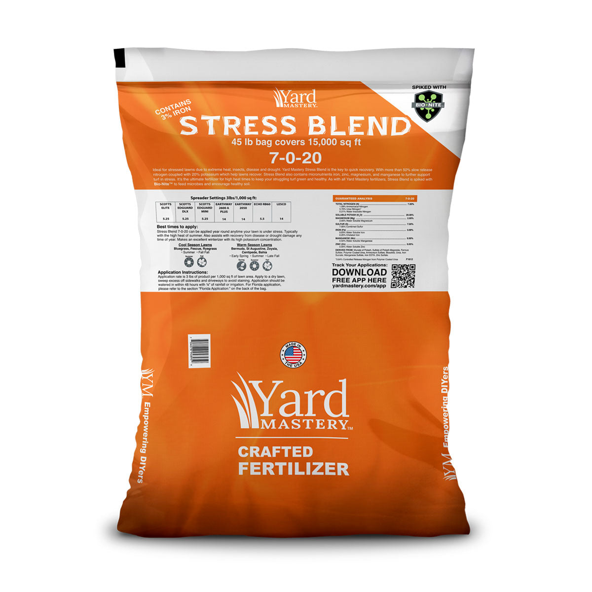 7-0-20 Stress Blend  3% Iron - Bio-Nite - Granular Lawn Fertilizer